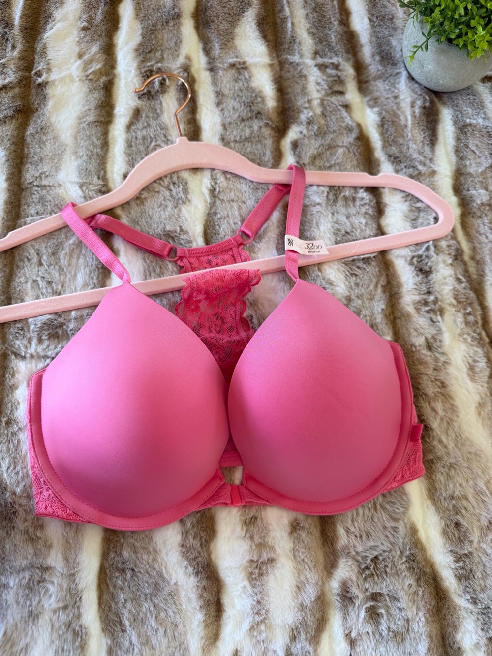 Victoria's Secret Hot Pink Lace Racerback Bra